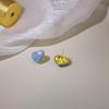 Pendientes de plata con forma de corazón de melocotón, frescos y sencillos, de verano, con forma de dulce viento y aceite, elegantes y con un toque de amor para una chica dulce.