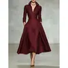 Otoño/Invierno 2026 Estación Independiente Transfronteriza Moda Femenina Nueva Europea y Americana Elegante Vestido de Manga Larga Ajustado con Cuello en V