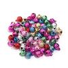 Campana de metal de color galvanizado con palabra de apertura, pintura de color caramelo, pequeña campana, accesorios colgantes para pulsera DIY