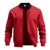 Jaqueta de Baseball Cardigan com Zíper Estilo Retro Americano Transfronteiriça para Homens, Cor Sólida, Gola Alta