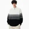 Nuevo suéter de punto para hombre con media cremallera 2026, jersey holgado de color degradado para hombre