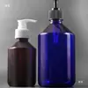 Plástico Azul Marrom Garrafa PET Garrafa Pura Lw Tampa Antifurto Garrafa com Bomba de Pressão Garrafa para Líquido de Banho Garrafa de Shampoo Garrafa Flor