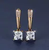 Desejo Transfronteiriço Mais Vendido Ouro Champagne Quadrado Geométrico Vermelho Garnet Brinco de Orelha Nicho Simples Luxo Leve Brincos Elegantes