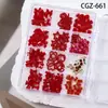 Nueva Caja de 12 Compartimentos con Joyería para Uñas de Resina, Moño, Corazón, Camelia, Perla, Diamante Mixto para Decoración de Uñas
