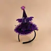 Tocado de Halloween Sombrero Mágico de Bruja Diadema Decoración de Maquillaje Diadema de Encaje Horquilla de Calabaza Accesorio para el Cabello de Fantasma