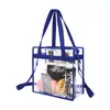 En stock bolsa de almacenamiento de viaje transparente cuadrada de gran capacidad pvc portátil bandolera portátil bolsa de compras portátil logo imprimible