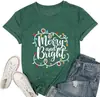 Camiseta Navideña DESFSE para Mujer Manga Corta Árbol de Cuadros Búfalo Navideño Estampado de Patrón Lindo