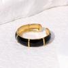 Anillo abierto para dedo índice de diseño simple de moda con aceite vertido y textura irregular, temperamento de alto nivel, no se decolora, anillo de acero inoxidable chapado en oro