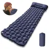 Colchoneta Inflable Auto-Inflable para Acampar al Aire Libre con Bomba de Pie, TPU con Forma de Diamante y Almohada para Esterilla de Dormir de Tienda de Campaña