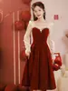 Vestido de Noite, Dia a Dia, Pode Ser Usado em Ocasiões Comuns, Luxo Acessível, Mangas Pequenas de Gaze, Costas Abertas Femininas, Decoração, Comprimento Médio Fora do Salão