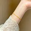 Corrente O-ring brilhante tipo pino banhada a ouro 24K com alta retenção de cor, acessórios de pulseira corrente universal ajustável deslizante para DIY atacado