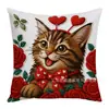 Nova Série Dia dos Namorados Fronhas com Estampa 2D de Gatinho Fofo Bordado Imitado Almofada de Cabeceira de Sofá Fronha