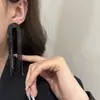 Pendientes de moda negros con pedrería y diamantes para mujer, diseño moderno y único, pendientes largos de borla