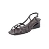 Sandálias Romanas Abertas Simples e Estilosas de 5,5 cm 2026 Sandálias Plataforma Slip-On de Uma Tira para Férias de Verão