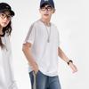 Camiseta de algodón de manga corta para hombre estilo americano 240g algodón peinado pesado estilo deportivo cinta de tres barras top color sólido verano para mujer