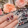 Pendientes de camelia color de lujo tesoro imitación rubí para mujer chapados en oro diseño medieval dama cena corindón rojo