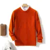 Nuevo suéter de lana 100% pura para hombre de otoño e invierno, top de punto de lana holgado de talla grande para ropa de negocios