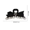 Elegante pinza de garra grande con lazo negro, moderna para cabello grueso en la parte posterior de la cabeza, pinza para recogido completo, elegante pinza de tiburón