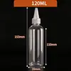 Em estoque atacado 30 60 100ml frasco bico fino frasco squeeze transparente frasco para pigmento e tonalizante frasco com conta-gotas de plástico PET