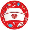 Mm231 Dia da Enfermagem Enfermeiro Médico Clínica Festa Feriado Louça de Mesa 8 Pessoas Conjunto de 4 Peças Prato de Papel Copo de Papel