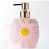 Dispensador de jabón de cerámica con flor repujada pintada personalizada, botella de desinfectante de manos, champú, dispensador de loción de cerámica
