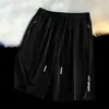 Shorts Esportivos de Seda Gelada Estampados para Homens no Verão, Caimento Solto, Versátil, Finos, Secagem Rápida, Calças de Seda Gelada, Bermudas de Cinco Pontos Masculinas