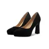 Zapatos de mujer con tacón de bloque ultra alto de 10 cm, modelo nuevo 2026, tacones altos de 12 cm, plataforma impermeable, punta fina, boca poco profunda, zapatos de mujer de cuero genuino