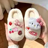 Chinelos de algodão infantis, design fofo de laço, nova coleção outono/inverno 2026, chinelos de inverno para casa com solas antiderrapantes e forro de fleece