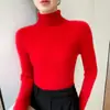 Capa base de cachemira para mujer, suéter de punto ajustado de cuello alto para otoño e invierno con cuello superpuesto, suéter de punto de manga larga para usar en capas