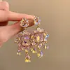 Pendientes de mariposa y flor de circón transfronterizos europeos y americanos, de diseño único, exquisitos y dulces, pendientes versátiles y elegantes para mujer