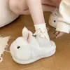Lindas Pantuflas de Algodón de Peluche de Conejo para Mujer, Calientes para Otoño e Invierno, Pantuflas de Exterior de Suela Gruesa, Medias Pantuflas Cerradas Peludas