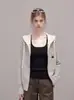 Cárdigan de punto con capucha y cremallera de manga larga a rayas para mujer, Otoño Invierno, Nuevo estilo perezoso, Ropa exterior versátil 2302