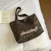 Moda de Invierno Bolso Tote Retro Estampado de Leopardo 2026 Nuevo Bordado de Letras Gran Capacidad Bolso de Mano para Viajes Bolso de Hombro