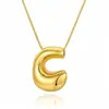 Collar con colgante de 26 letras del alfabeto inglés, chapado en cobre transfronterizo, oro real de 18k, liso, de burbuja de globo, gordito, lindo, versión Q