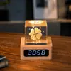Luz Noturna de Cristal para Relógio Cubo de Nuvem Ornamento de Mesa Luminária de Cabeceira Árvore de Cristal Presente de Natal para Meninas Transfronteiriço