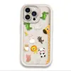 Funda de Teléfono Mate de Silicona Suave Resistente al Desgaste Anti-Caída para Apple 17 Iphone15 con Dibujos Animados de Animales de Primavera