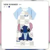 Pijama Feminino Verão Manga Curta Fino Desenho Animado Pequeno Fresco Fofo Estilo Ins Solto Camisola Doce Estudante Roupas de Casa