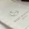 Anel de Prata Esterlina S925 Estilo Coreano Ins em Formato de Coração com Laço para Mulheres, Doce e Delicado, Anel Aberto Versátil e Moderno