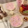 Servilleta de Papel Comercial para Restaurantes Occidentales y Bodas, Servilleta de Papel con Estampado de Margarita Rosa, Toallas de Papel Decorativas Desechables para Fiestas
