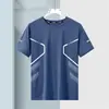 [Entrega Rápida] Camiseta de Seda Gelada de Verão para Homens, Gola Redonda, Secagem Rápida, Manga Curta, Respirável, Tamanho Grande, Top Esportivo Masculino de Caimento Solto