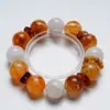 Pulsera de Cristal Fantasma Copo de Nieve Natural Luna Danzante y Montaña para Mujer, Flor Versátil de Resina Amarilla Pulsera Ojo de Tigre Dorado Venta al por Mayor