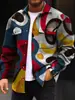 Nueva Chaqueta Casual Estampada para Hombre con Cuello, Estampado Digital 3D de Patrón Multicolor Personalizado para Primavera y Otoño