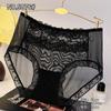 Ropa Interior Femenina de Encaje Rojo Grande Sexy Negra Sin Costuras de Cintura Media Algodón Puro en la Entrepierna Transpirable Ropa Interior Roja del Año del Zodiaco para Mujeres