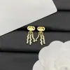 Novos Brincos Dior Vintage com Franjas e Strass Cd para Mulheres 2025, Pino de Prata, Estilo Luxuoso de Alta Qualidade, Brincos de Venda por Atacado com Fotos Reais