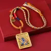 Pingente Thangka Dourado Pintado à Mão de Xizang Wuye Zaki Carneiro Vida Passada e Presente Pingente Thangka Colar Deus Amarelo da Riqueza