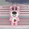 Creativo caricatura lindo llavero colgante de oso fresa adornos para bolsa DIY accesorios de pegamento suave tridimensional regalos para actividades