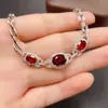 Pulsera de Granate de Magnesio-Aluminio Natural Transfronteriza para Mujer, Accesorio de Nicho de Gama Alta, Joyería de Plata 925, 5*7 mm, Moderna, Directo de Fábrica