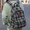 Mochila Ins Grande Capacidade Estilo Japonês, Mochila Escolar Xadrez Vintage, Mochila Versátil Versão Coreana para Universitários
