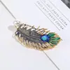 Tamaño pequeño de 7 cm Elegante Pasador de Pelo Aleación Pintura Lujo Metal Cristal Pasador de Pelo Moda Clip de Resorte Hoja
