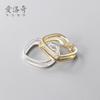 Nalan Plata S925 Estilo K Anillo de Diamantes de Doble Capa para Mujer Nuevo Anillo Joyería para Mujer J6966